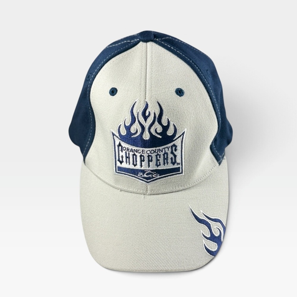 Orange County Choppers Hat Bio-Domes Mens OS Blue Gray Flame Biker Cap Excellent